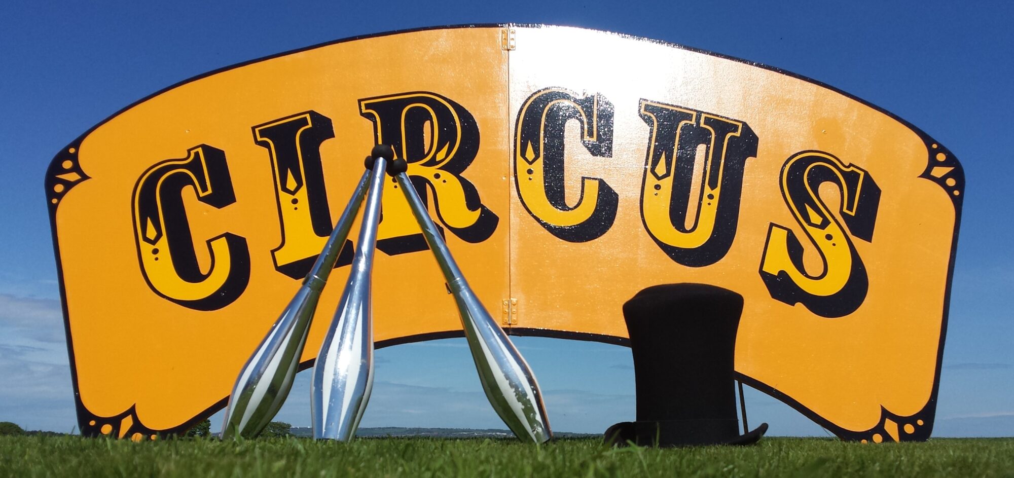 circus sign for circus skills workshops / team building